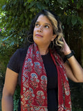 Modal Silk Ajrakh Stole - Red