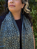 Modal Silk Ajrakh Stole - Black