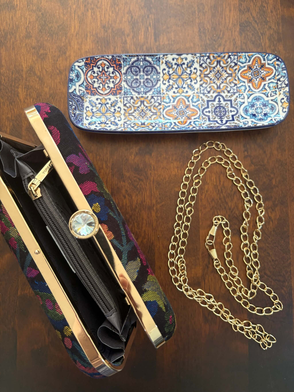 Black Kani Pattern Clutch Bag