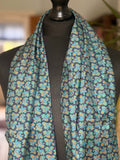 Blue and Yellow Paisley Wool silk muffler