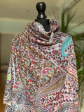 Cotton Silk Kalamkari Stole with Thread work - Grey Brown