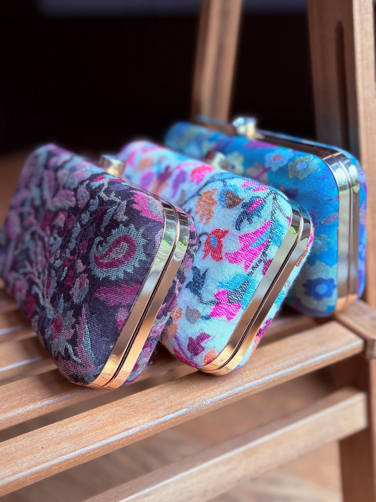 Black Kani Pattern Clutch Bag