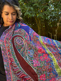 Cotton Silk Kalamkari Stole with Threadwork - Blue