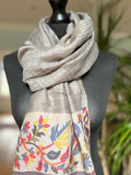 Grey Fine Wool Stole with Kani palla (Border)