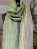 Green Fine Wool Stole with Zari Pattern