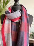 Men's Pure Pashmina Scarf – Red and Grey
