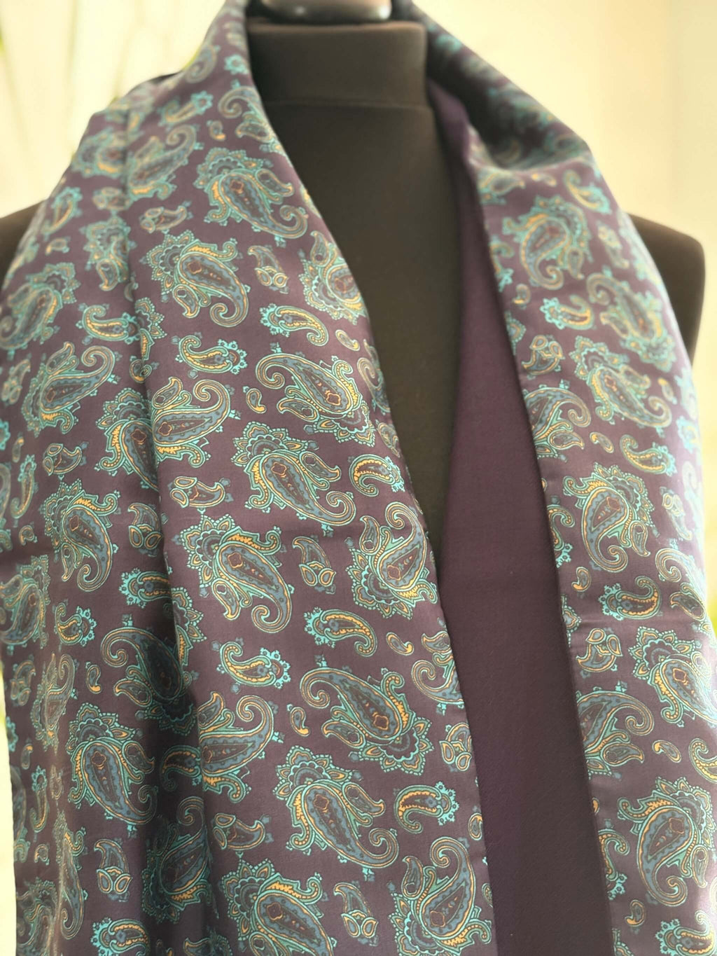 Navy and Blue Paisley Wool silk muffler