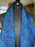 Blue Geometric Wool silk muffler