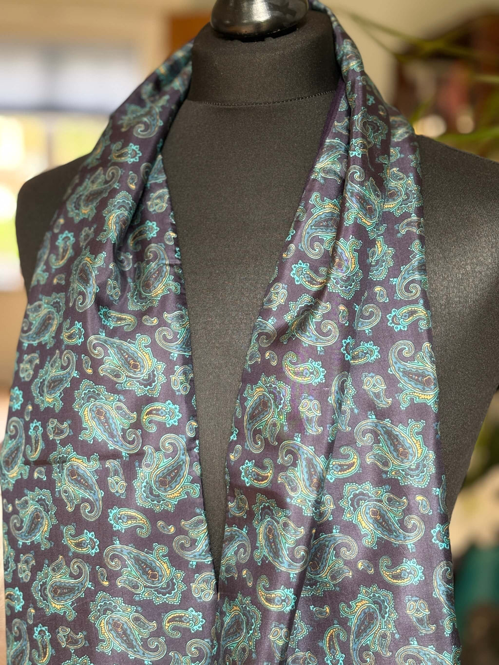 Navy and Blue Paisley Wool silk muffler