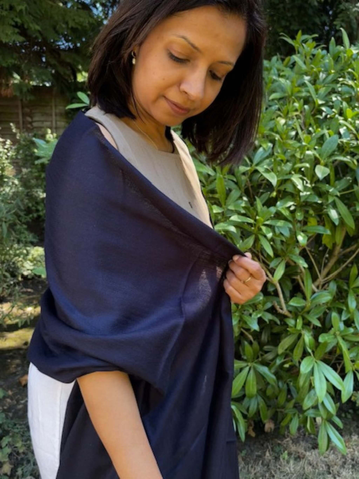 Navy blue Merino Wool Stole