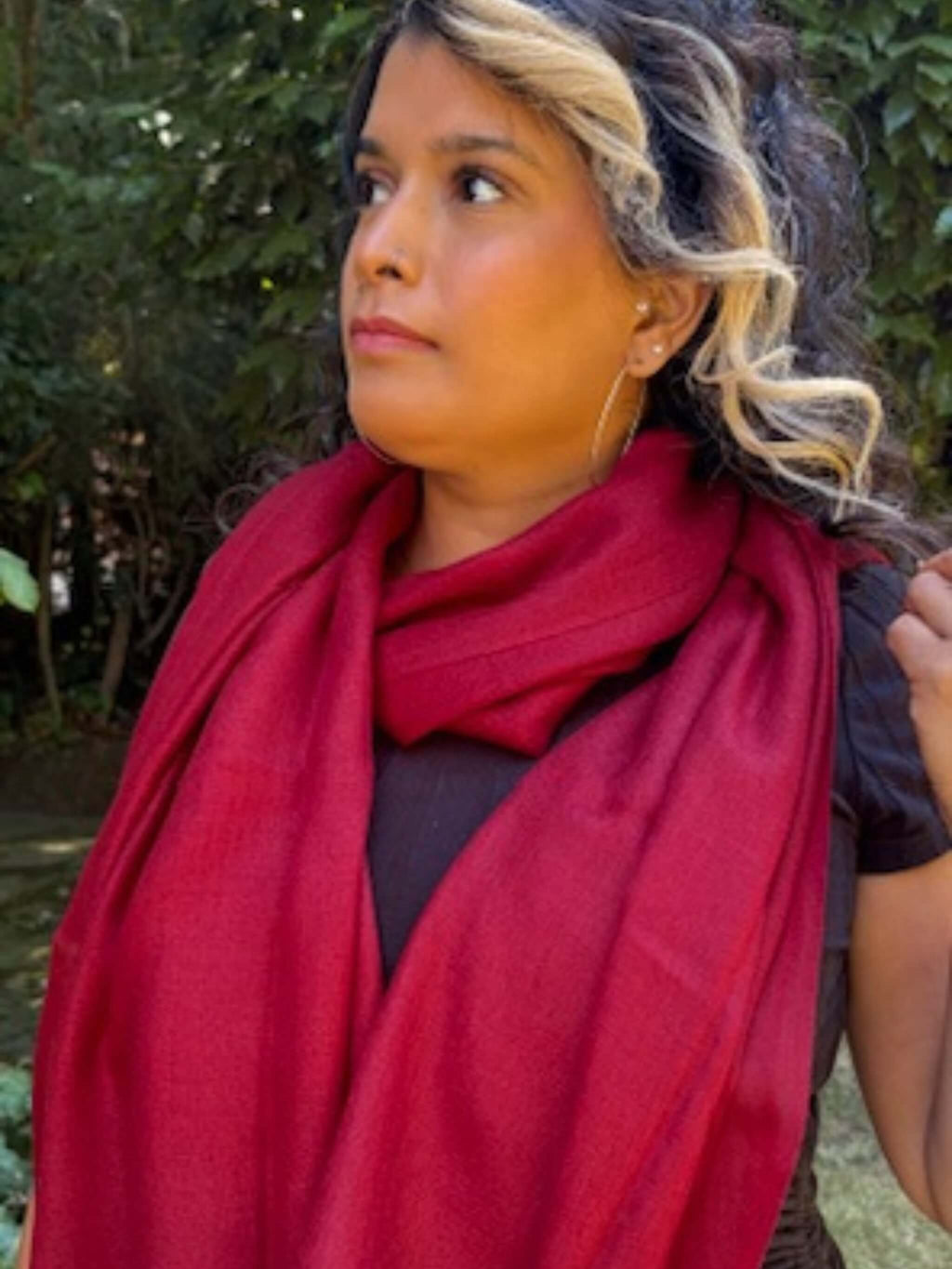 Burgundy Red Merino Wool Stole