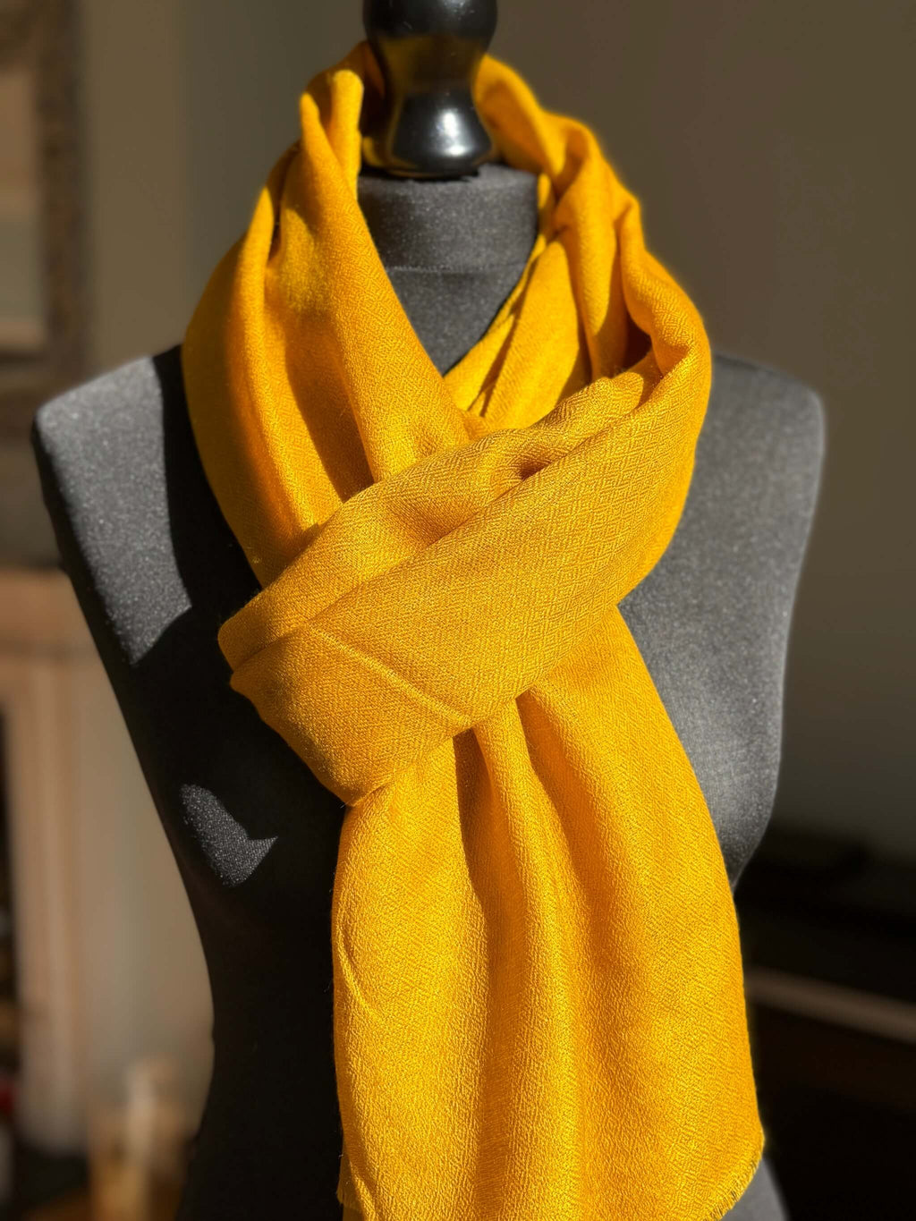Mustard yellow Merino Wool Stole