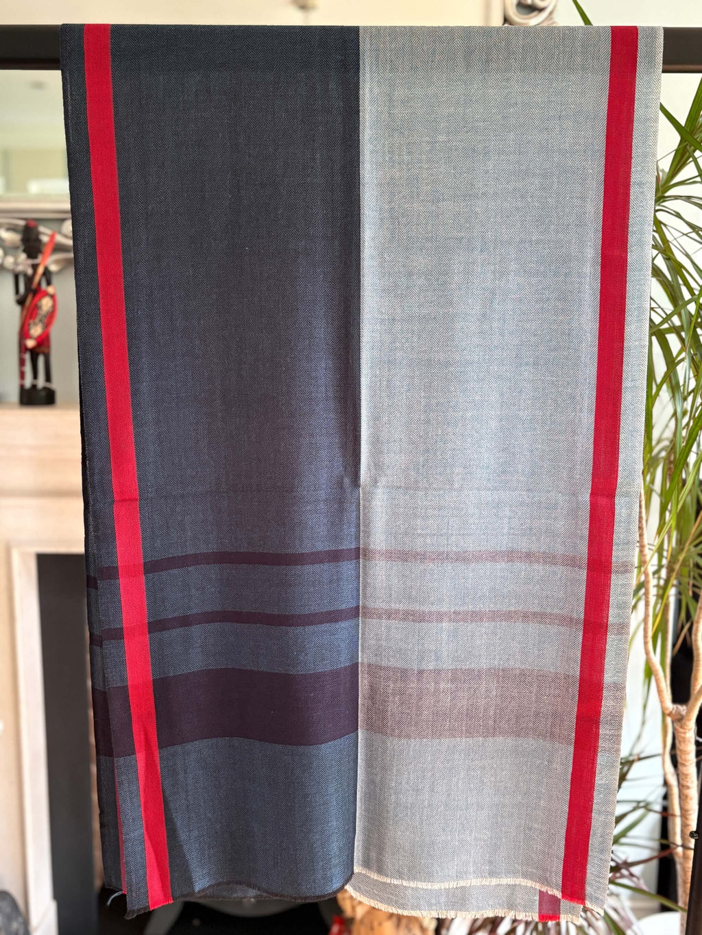 Men's Pure Pashmina Scarf – Red and Blue