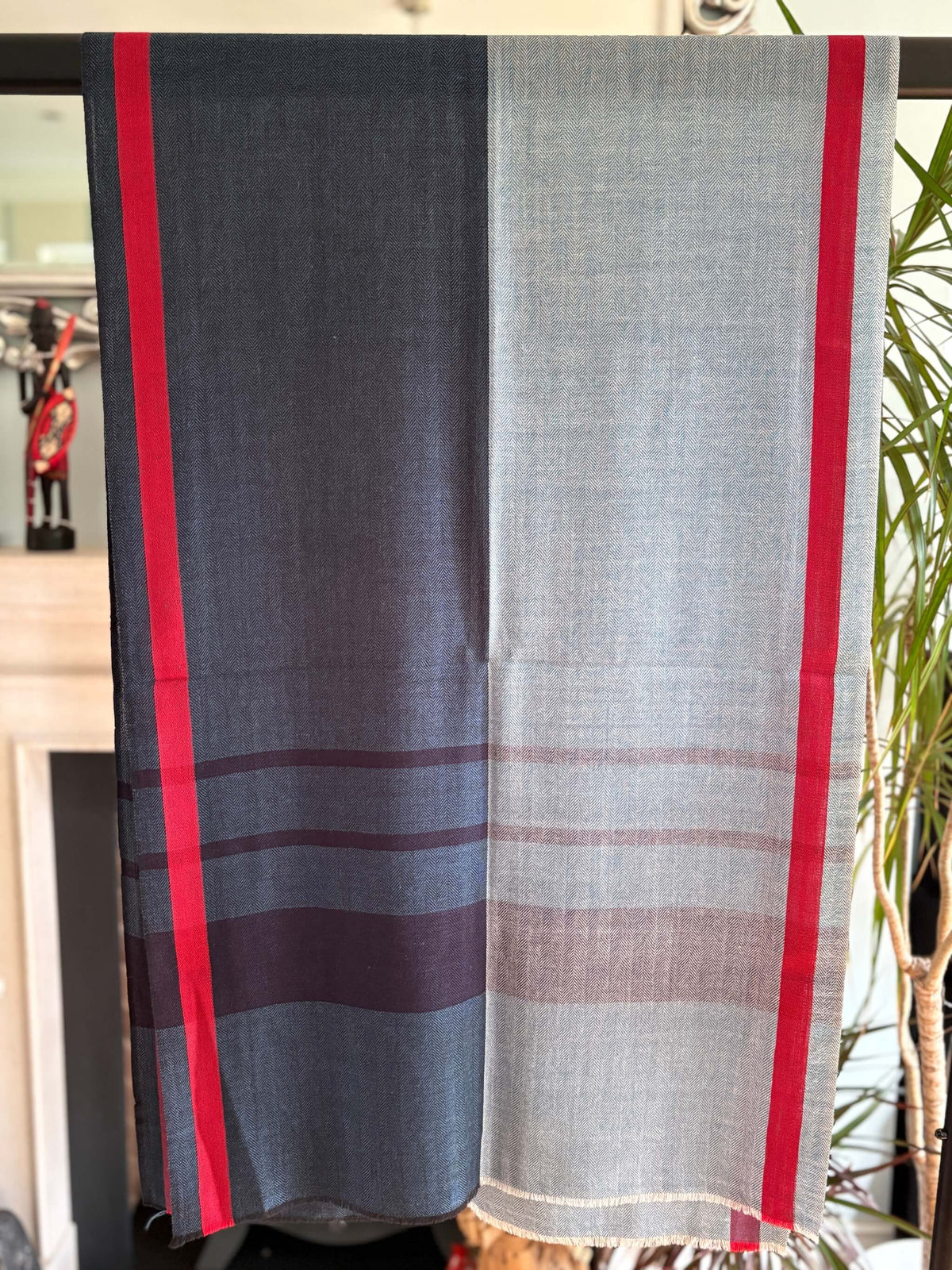 Men's Pure Pashmina Scarf – Red and Blue
