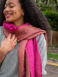 Pink Fine Wool Stole with Zari
