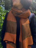 Rust Orange Fine Wool Stole with Zari Border