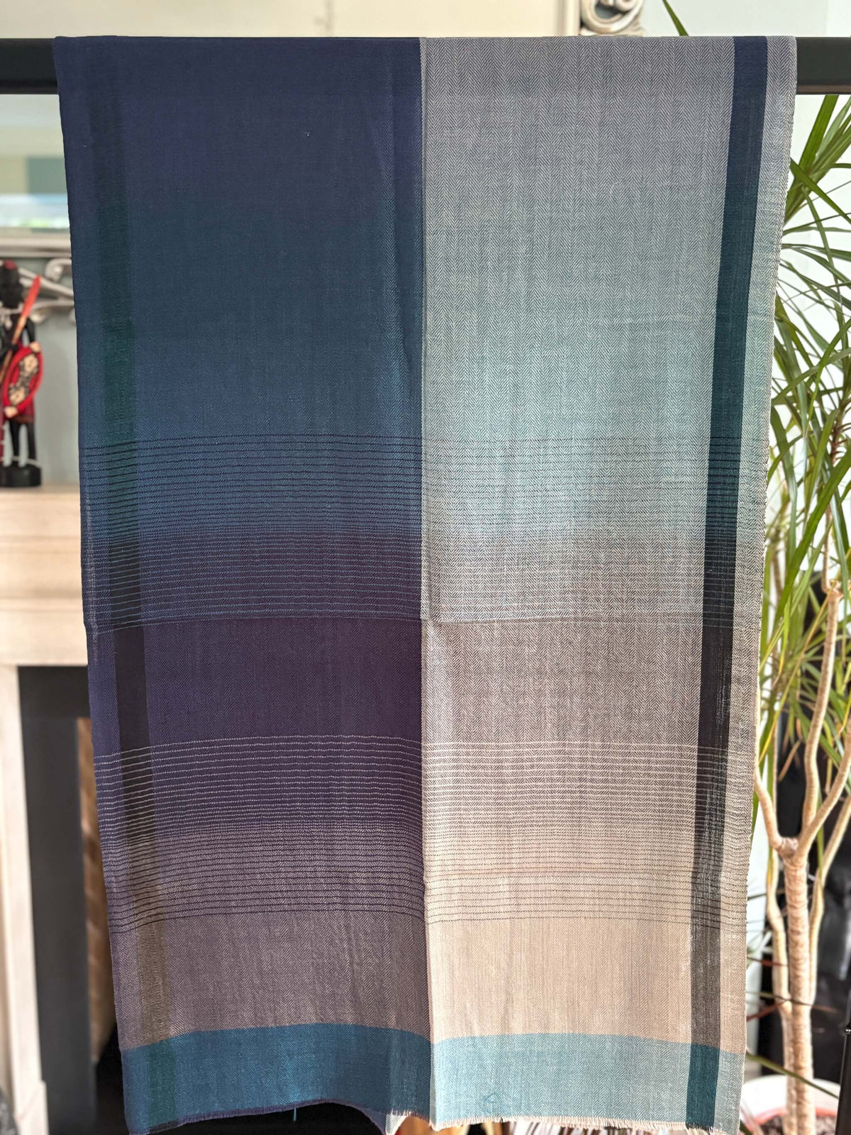 Men's Pure Pashmina Scarf – Sea Blue and Navy