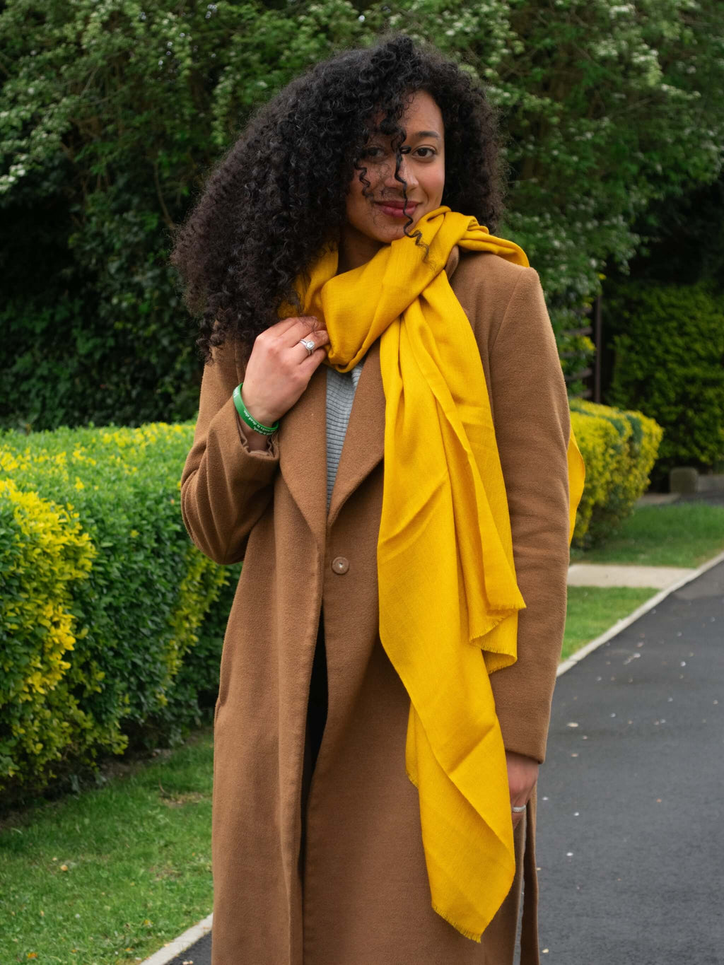 Mustard yellow Merino Wool Stole